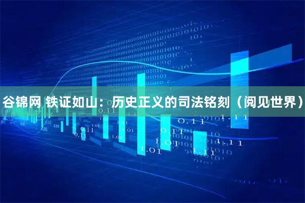 谷锦网 铁证如山：历史正义的司法铭刻（阅见世界）