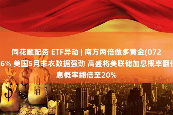 同花顺配资 ETF异动 | 南方两倍做多黄金(07299)跌超6% 美国5月非农数据强劲 高盛将美联储加息概率翻倍至20%