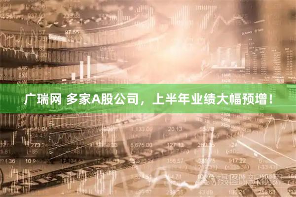 广瑞网 多家A股公司，上半年业绩大幅预增！