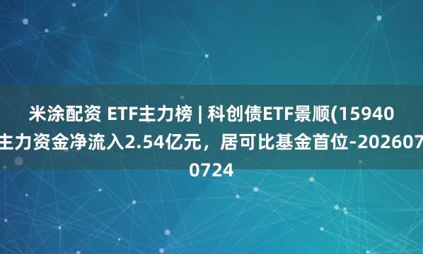 米涂配资 ETF主力榜 | 科创债ETF景顺(159400)主力资金净流入2.54亿元，居可比基金首位-20260724